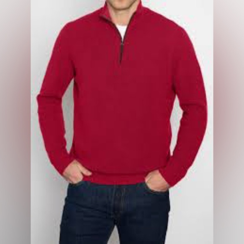 Clotherie Phoenix Extra Fine Merino Wool Sweater Men's M Plum 1/4 Zip Pullover